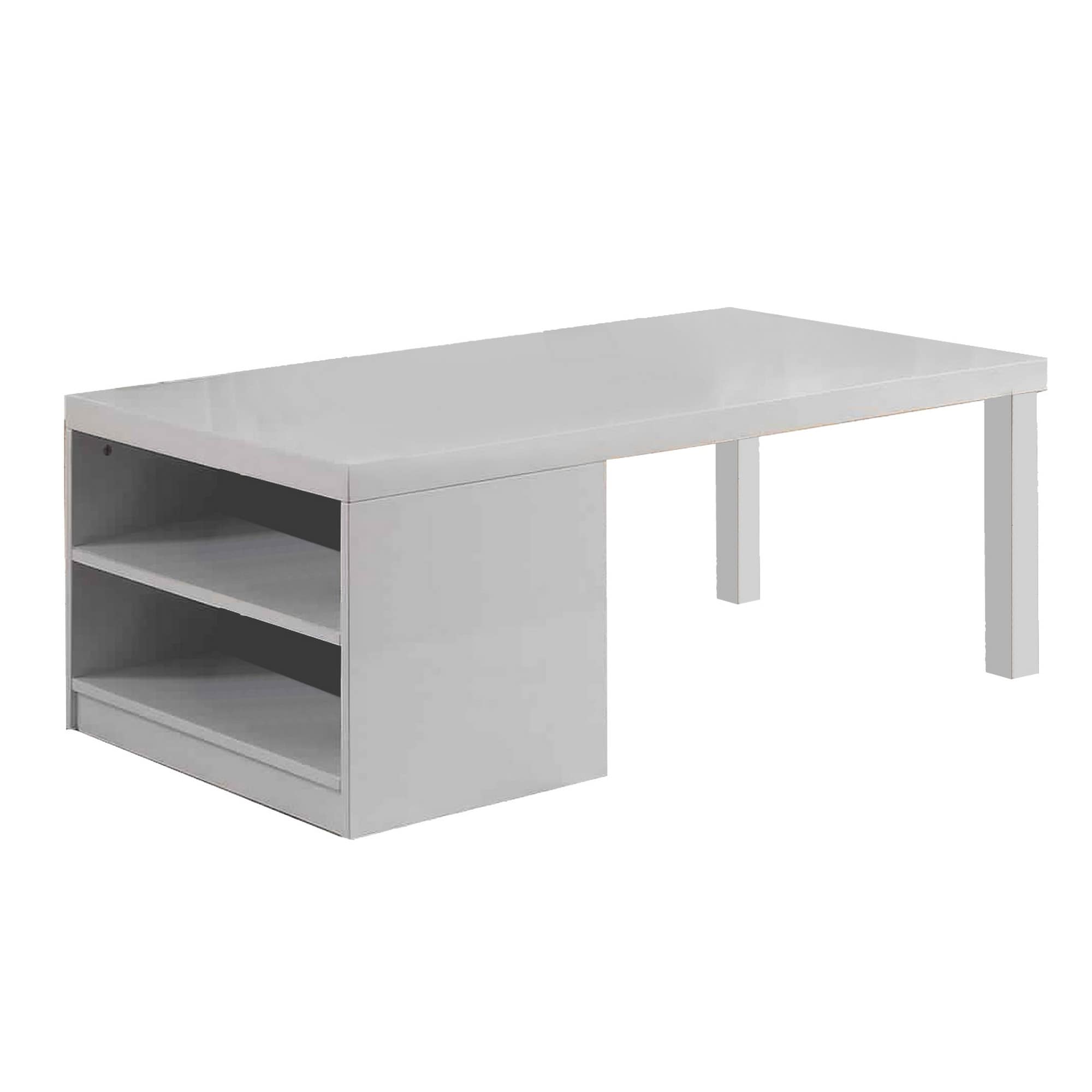 Wood And Metal Frame Coffee Table With Open Shelves White And Chrome