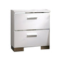 Wood And Metal Nightstand With 2 Drawers White And Silver