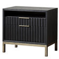 Wood And Metal Nightstand With Scalloped Drawer Fronts Black And Brass