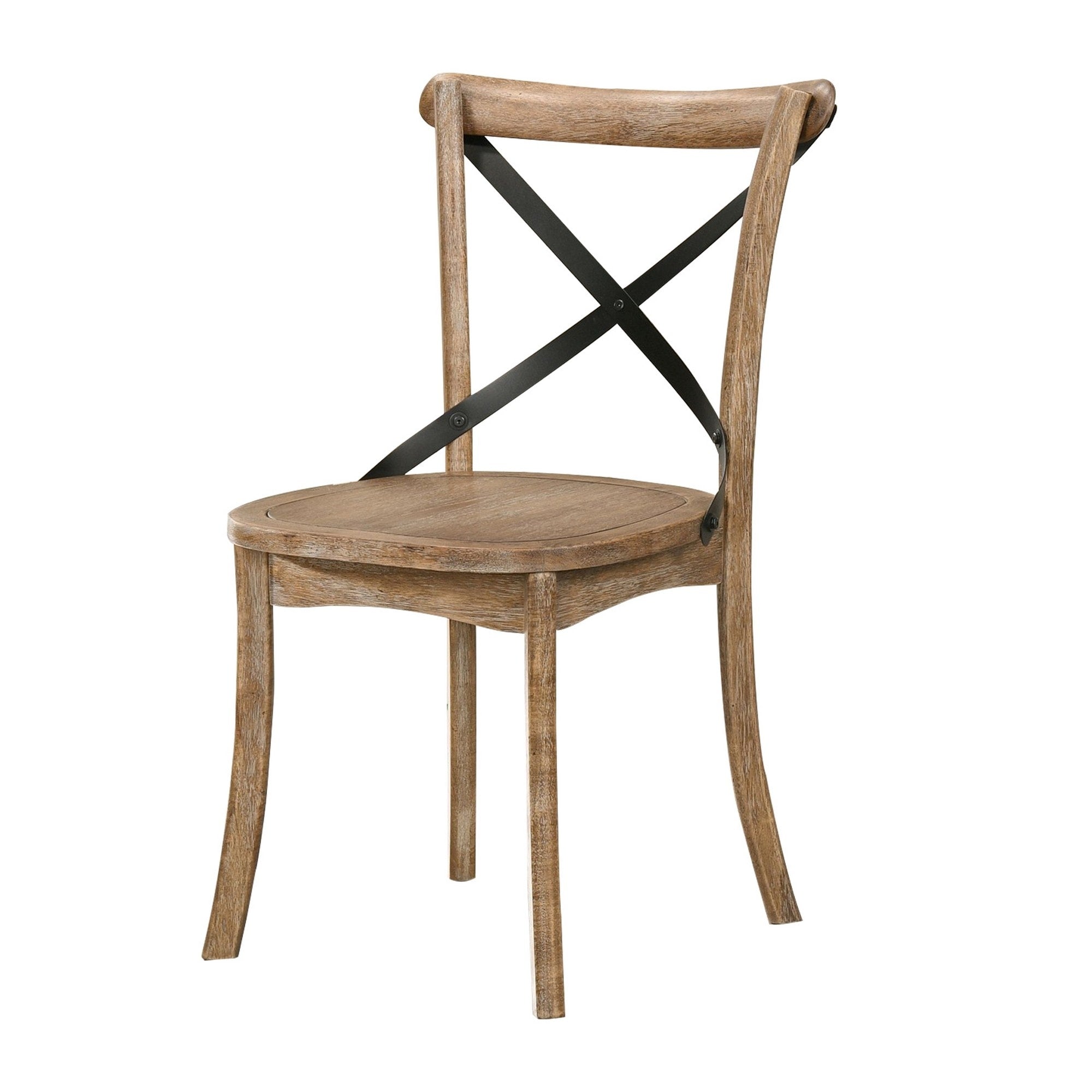 Wood And Metal Side Chair With X Open Back Set Of 2 Rustic Brown And Black