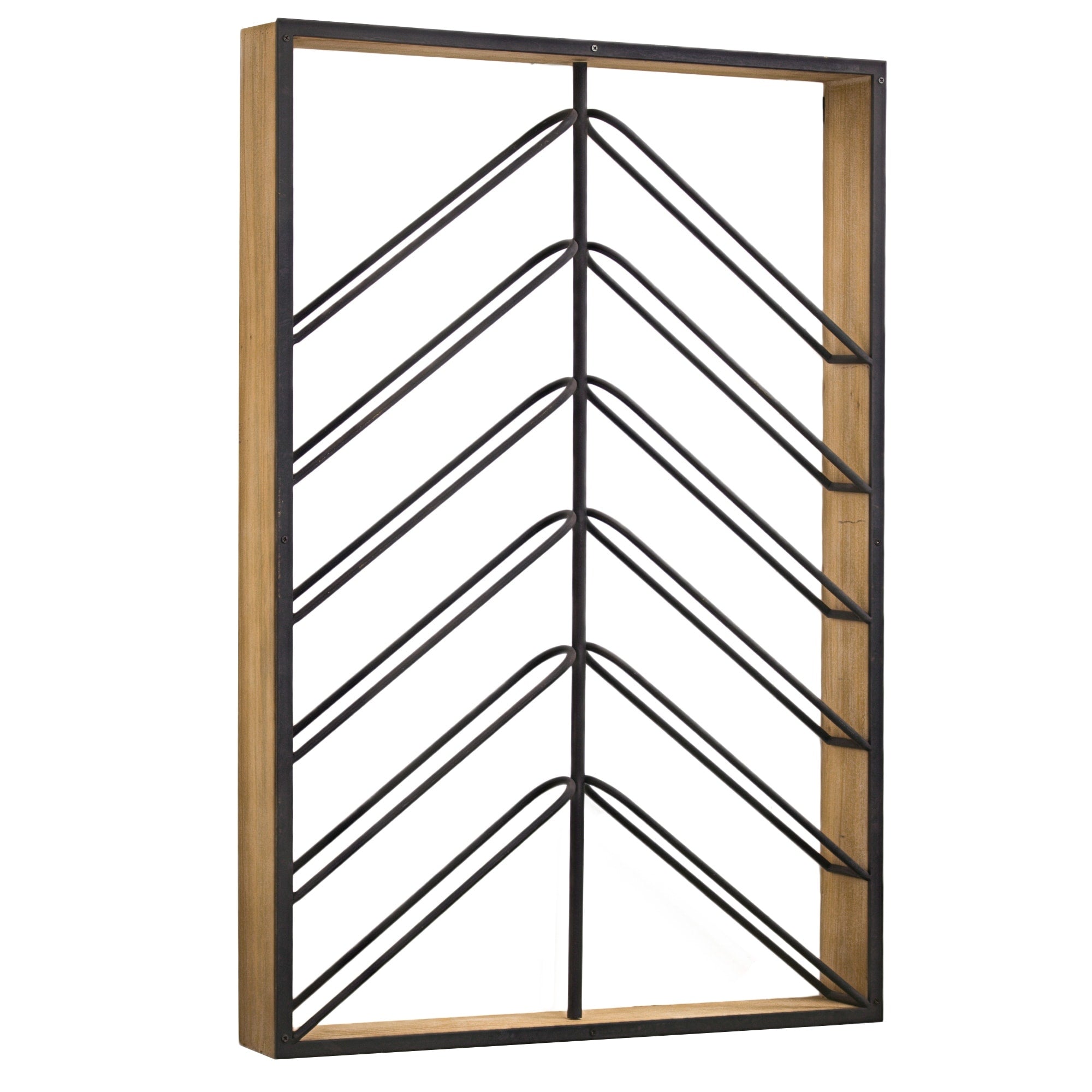 Wood And Metal Wall Mounted Wine Rack 36.25 X 24.25