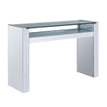Wood And Mirror Sofa Table With Studded Faux Crystals Clear