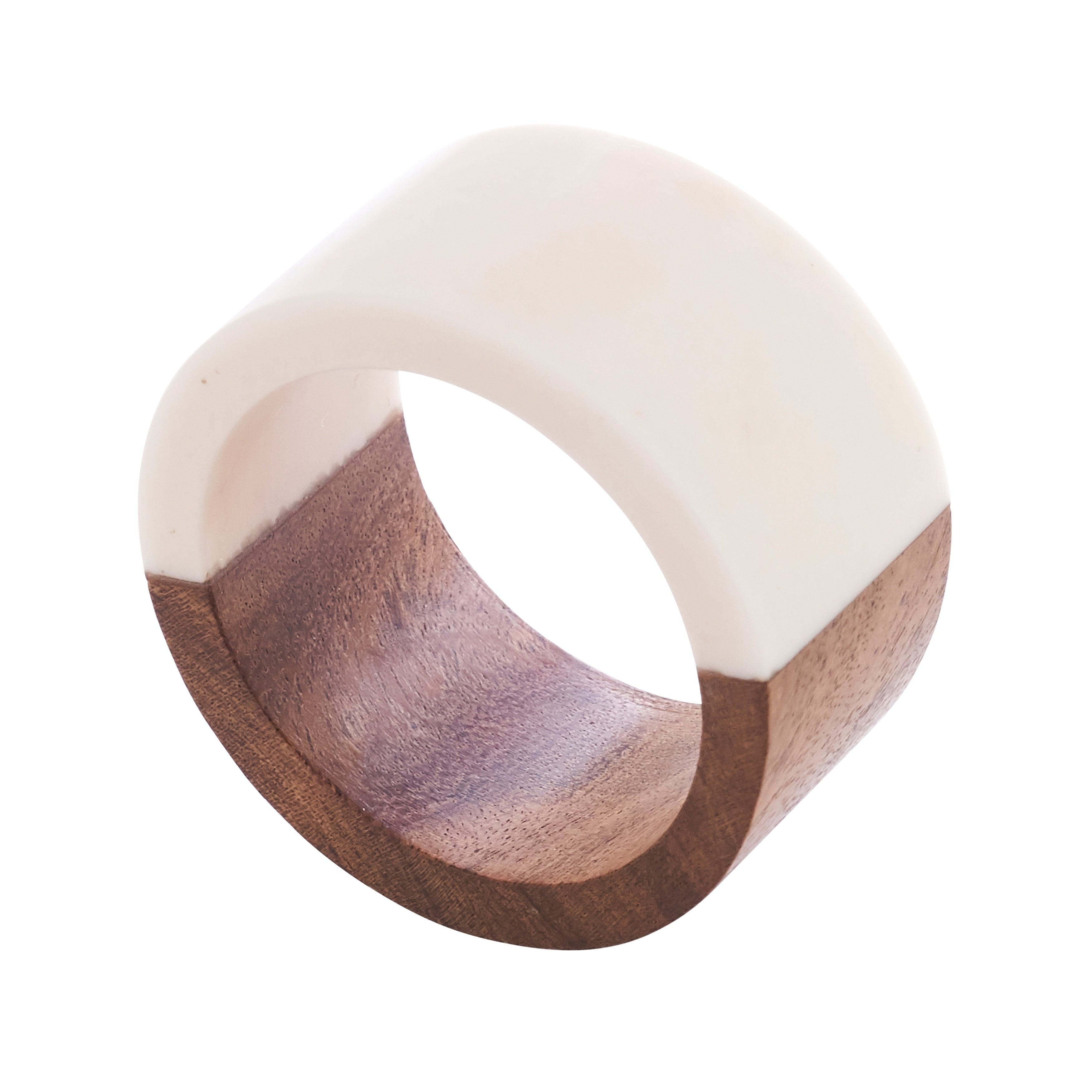 Wood And Resin Napkin Rings With Two Tone Design