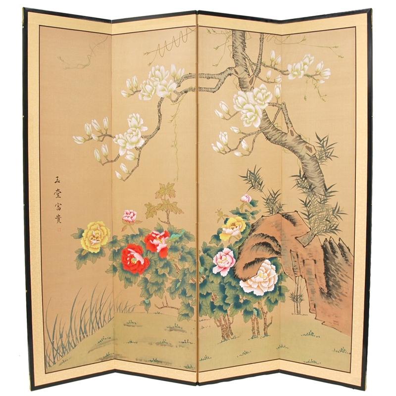Handmade Wood And Silk 3 Foot Harmony In Nature Room Divider China