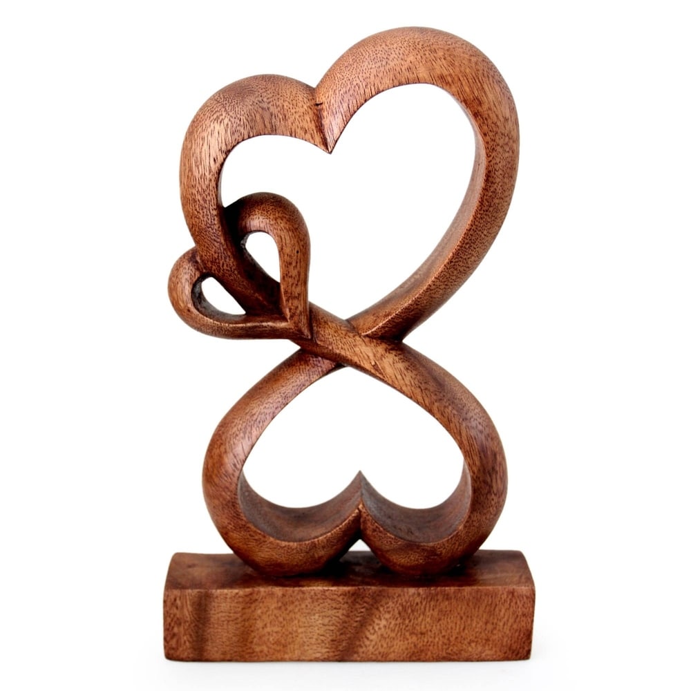 Handmade Wood Sculpture Love Blossoms Indonesia