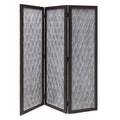 Wooden 3 Panel Room Divider With Textured Diamond Pattern Gray And Black