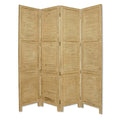 Wooden 4 Panel Foldable Floor Screen With Textured Panels Yellow