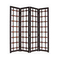 Wooden 4 Panel Screen With Modern Cosmopolitan Design Black And Red