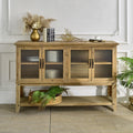 Wooden 59.06 Accent Sideboard Cabinet With Storage Shelf And 4 Glass Doors