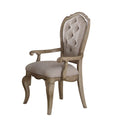 Wooden Arm Chairs With Button Tufting Set Of Two Gray And Brown