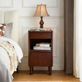 Wooden Bedside Table With 1 Drawer Open Shelves Wood Board Side Tables Storage Small Narrow Desk Chest Of Drawer