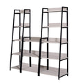 Wooden Bookshelf With 5 Open Compartments Washed White And Black