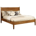 Wooden California King Size Bed With Panel Headboard Oak Brown