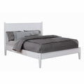 Wooden California King Size Bed With Panel Headboard White