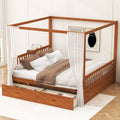 Wooden Canopy Bed Frame With Storage Drawers Modern Poster Bed Available In Queen Or King