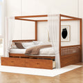 Wooden Canopy Bed With Storage Drawers King Size Under Bed Drawer Storage
