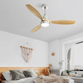 Wooden Ceiling Fan With Dimmable Led Light Remote Control