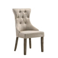 Wooden Chair With Fabric Upholstered Seating Set Of 2 Beige And Brown
