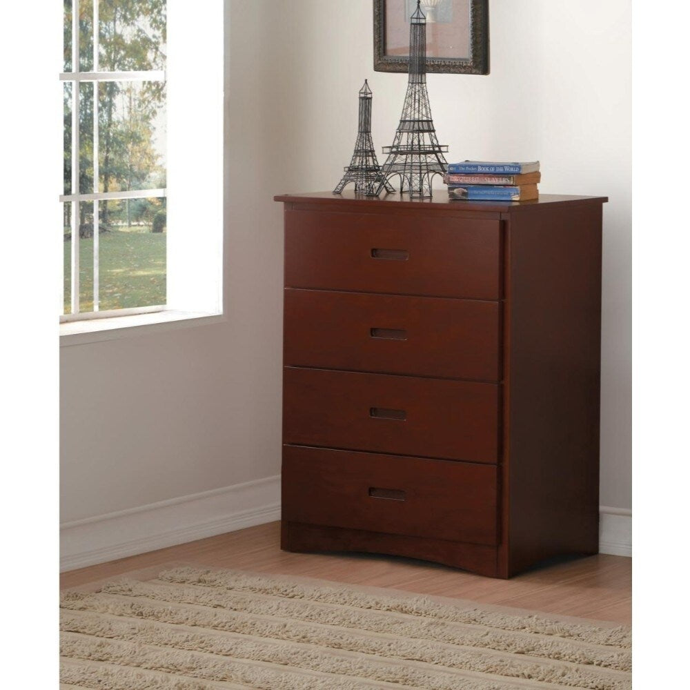 Wooden Chest With 4 Drawers Dark Cherry Brown