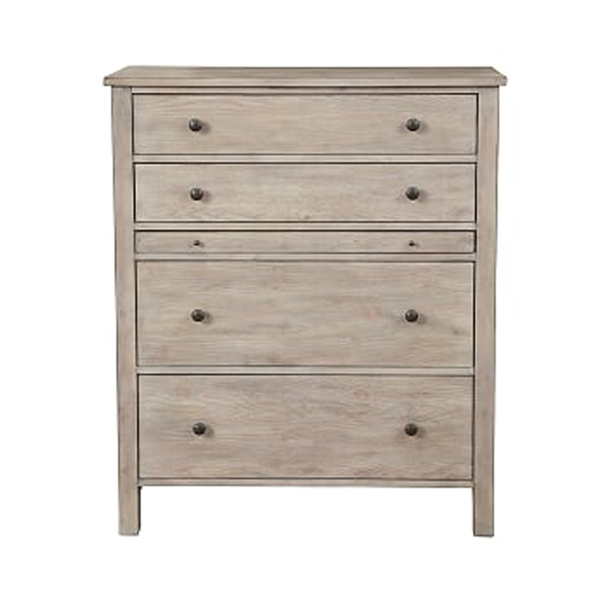 Wooden Chest With 4 Spacious Drawer And 1 Pull Out Tray Gray
