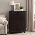 Wooden Chest With 5 Spacious Drawers Espresso Brown