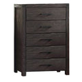 Wooden Chest With Metal Bar Handles And Five Drawers Dark Brown