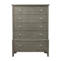 Wooden Chest With Natural Grain Texture Finish And 5 Drawers Gray