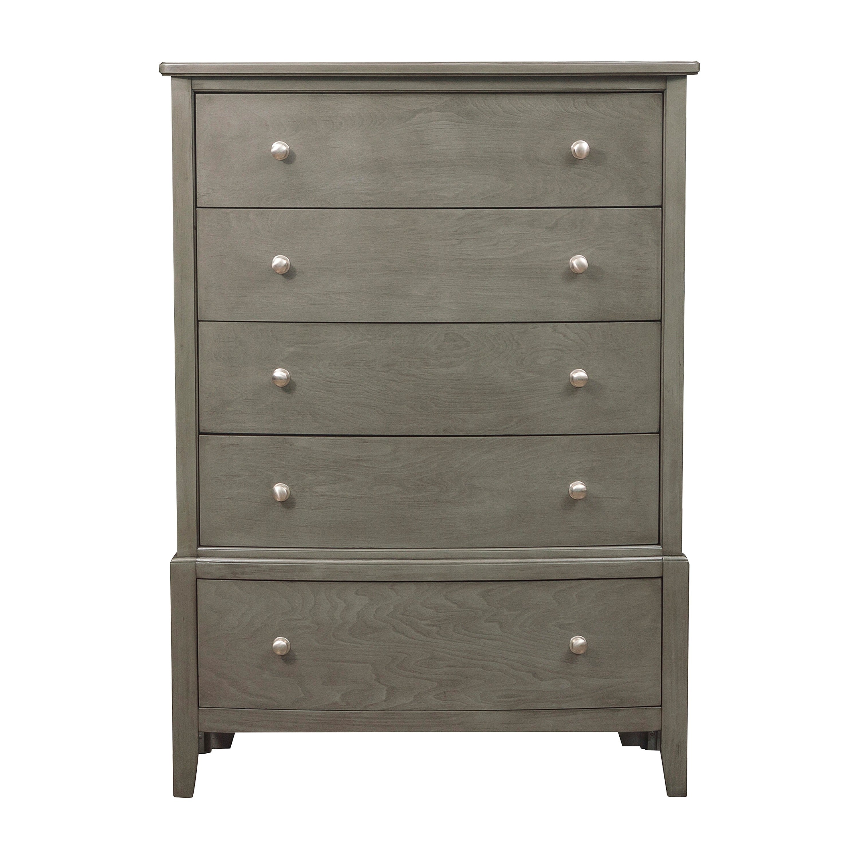 Wooden Chest With Natural Grain Texture Finish And 5 Drawers Gray