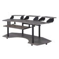 Wooden Computer Desk With Keyboard Tray And Open Bottom Shelf Gray