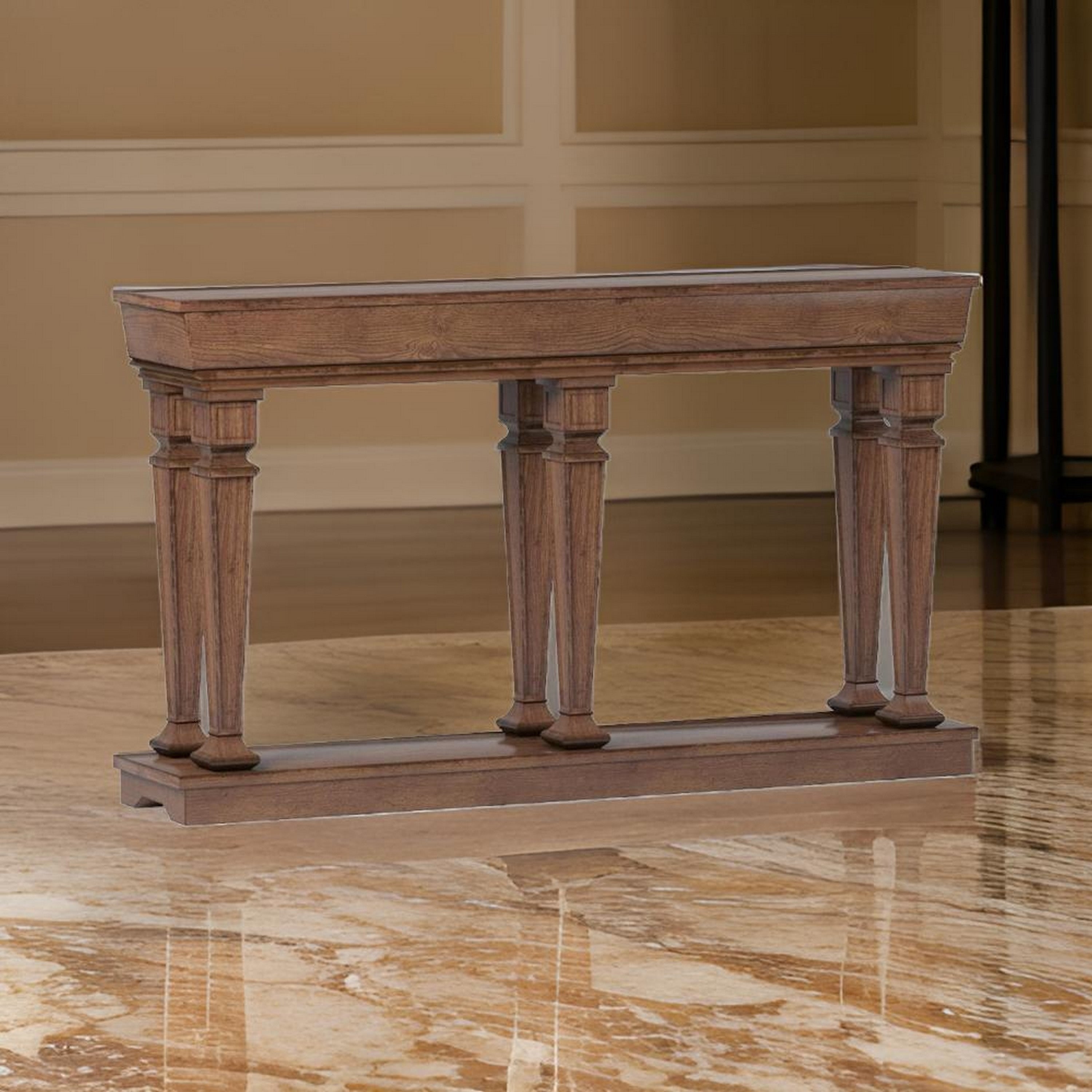 Wooden Console Table With One Bottom Shelf Oak Brown