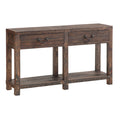 Wooden Console Table With Two Drawers And One Open Shelf Taupe Brown