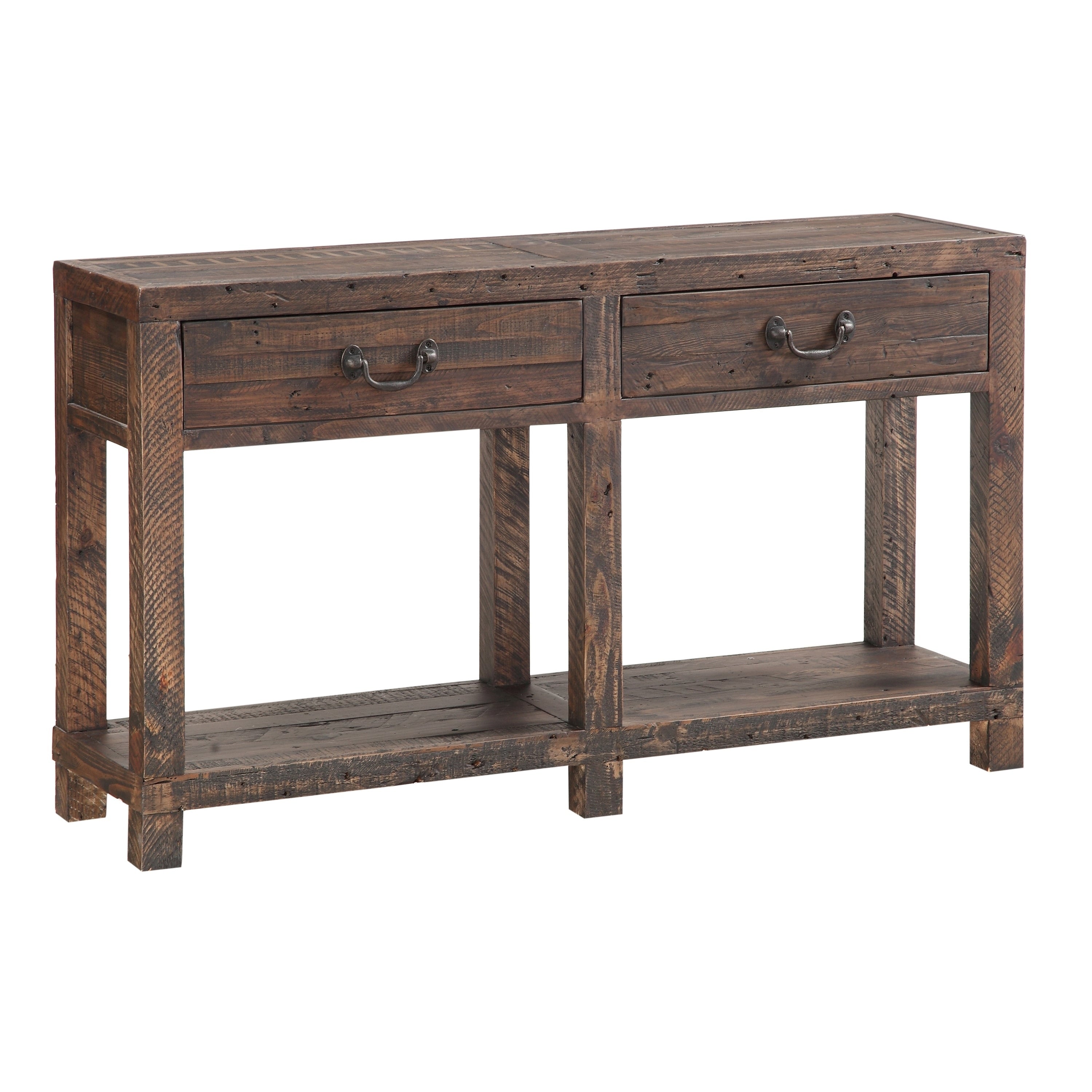 Wooden Console Table With Two Drawers And One Open Shelf Taupe Brown