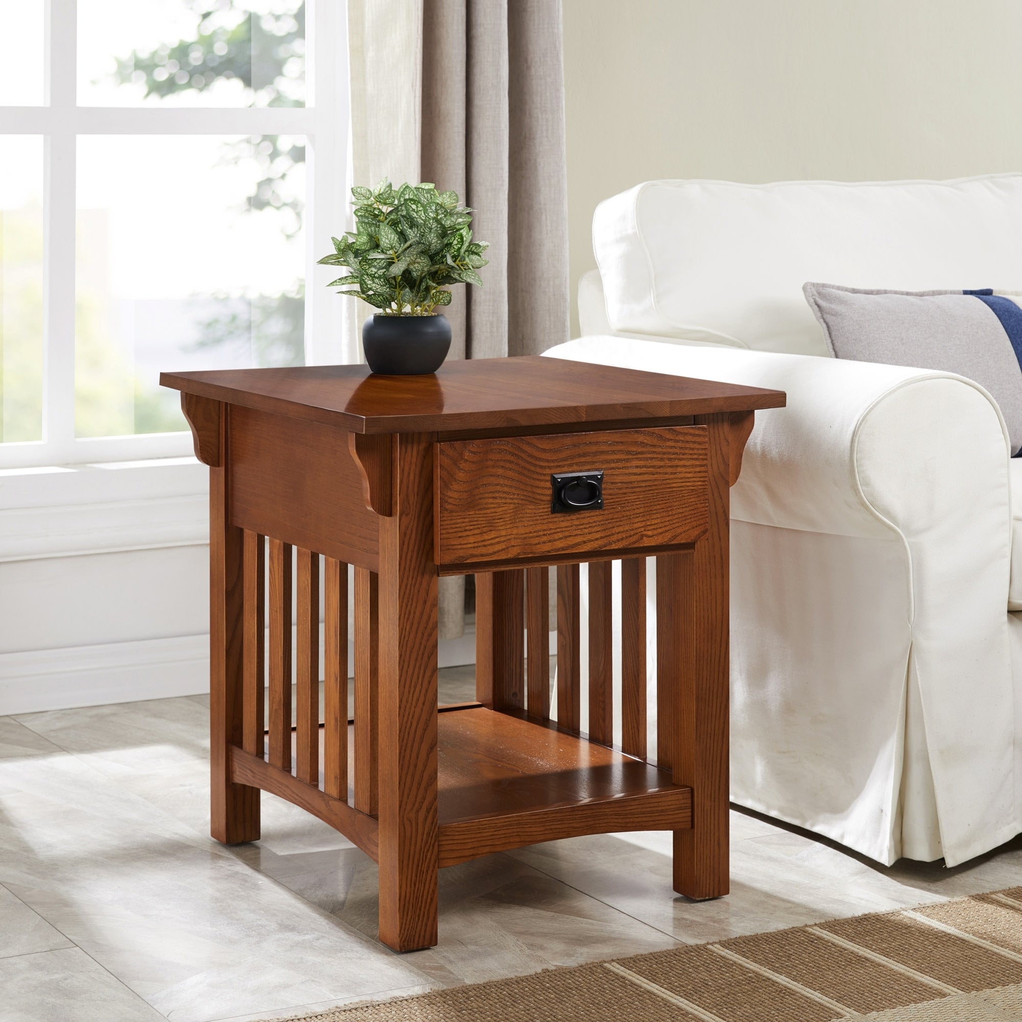 Wooden Contemporary Side Table With Drawer