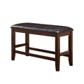 Wooden Counter Height Bench With Leatherette Seat Brown And Black