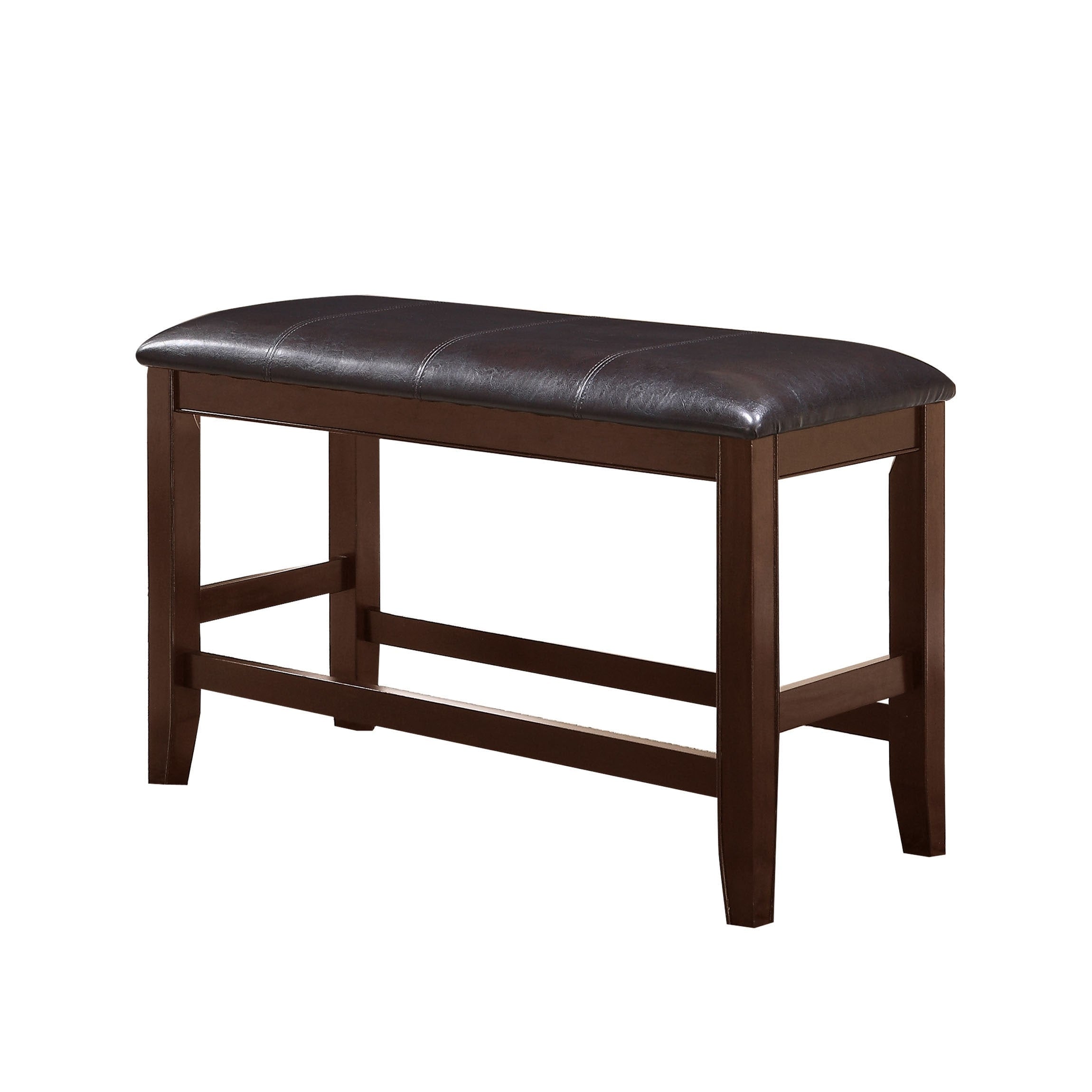 Wooden Counter Height Bench With Leatherette Seat Brown And Black