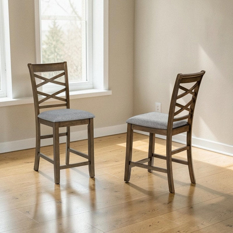 Wooden Counter Height Dining Chairs Set Of 4 Upholstered Kitchen Chairs With Padded Seat Counter Height Seating
