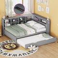 Wooden Daybed With Twin Size Trundle Daybed With Storage Shelf And Usb Charging Ports