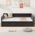 Wooden Daybed With Trundle Bed And Two Storage Drawers