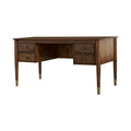 Wooden Desk With 4 Drawers And Metal Toed Feet Brown And Gold