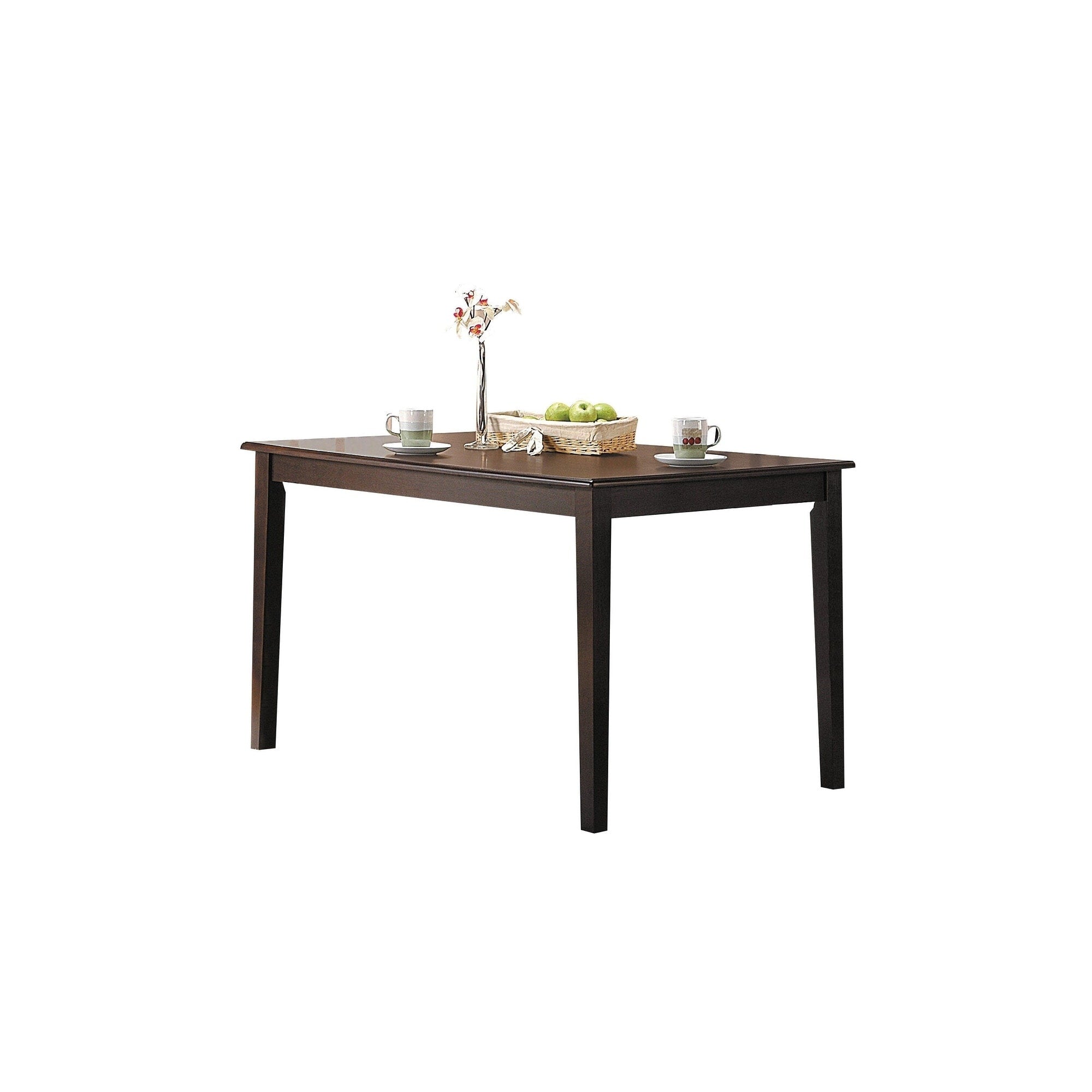 Wooden Dining Table With Tapered Legs Espresso Brown
