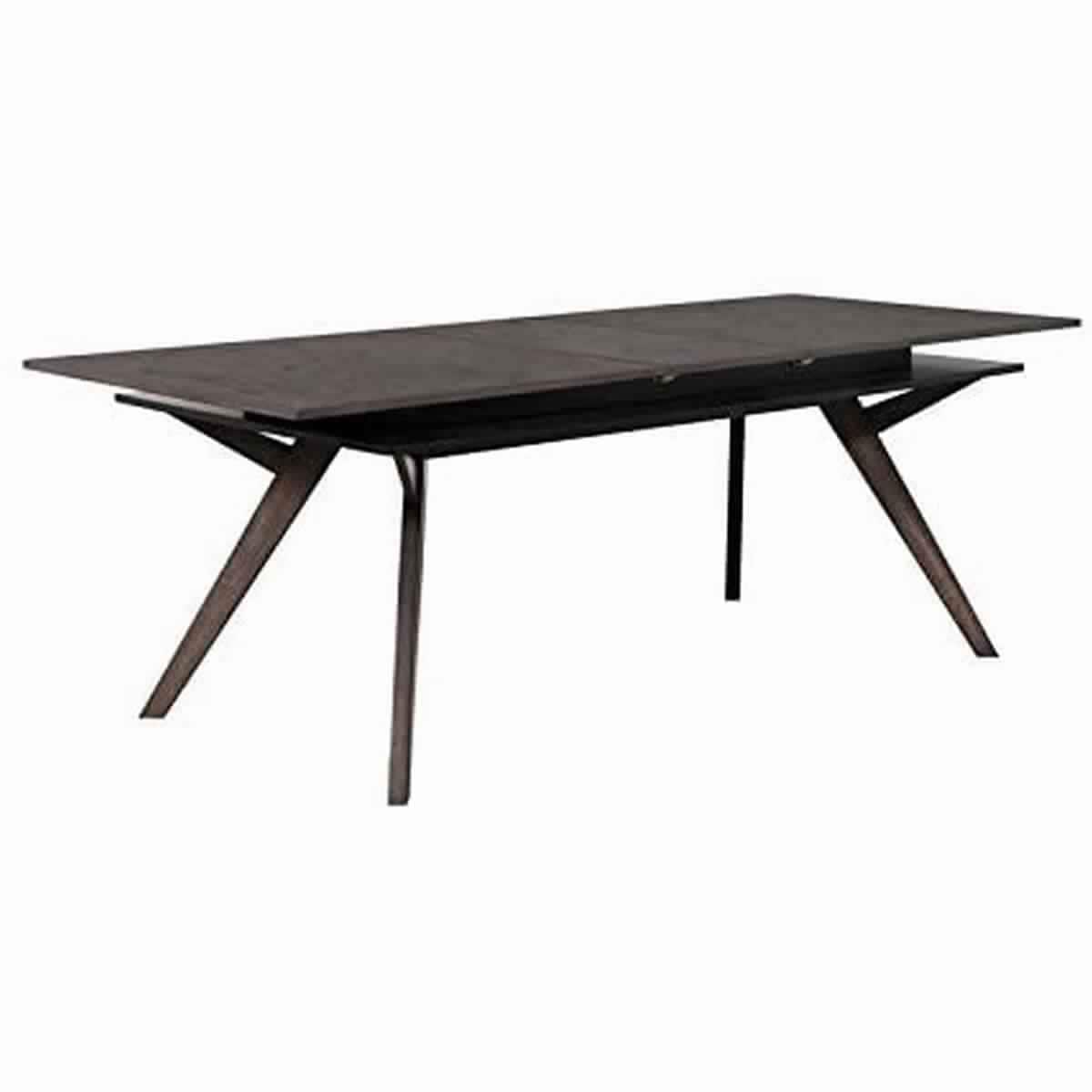 Wooden Dining Table With Extendable Leaf And Storage Shelf Dark Brown