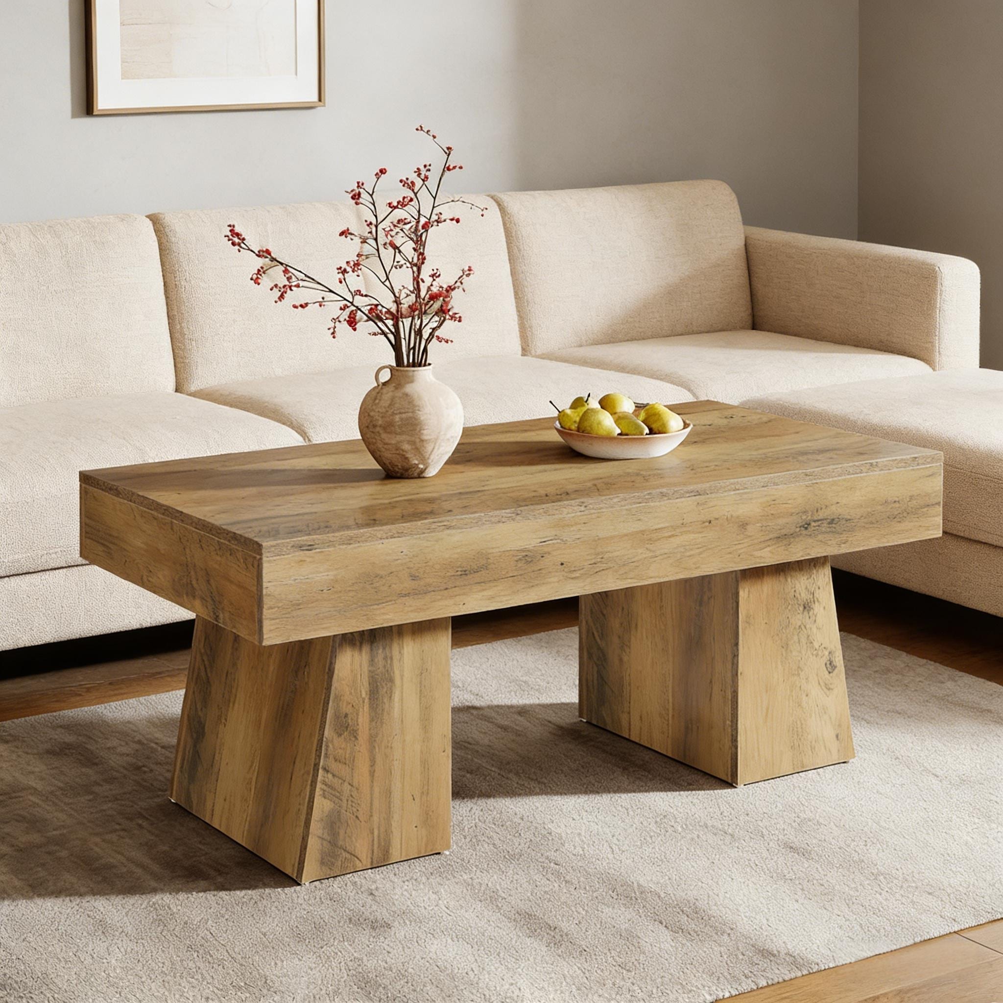 Wooden Dining Table Rectangular Center Table Spacious Coffee Table
