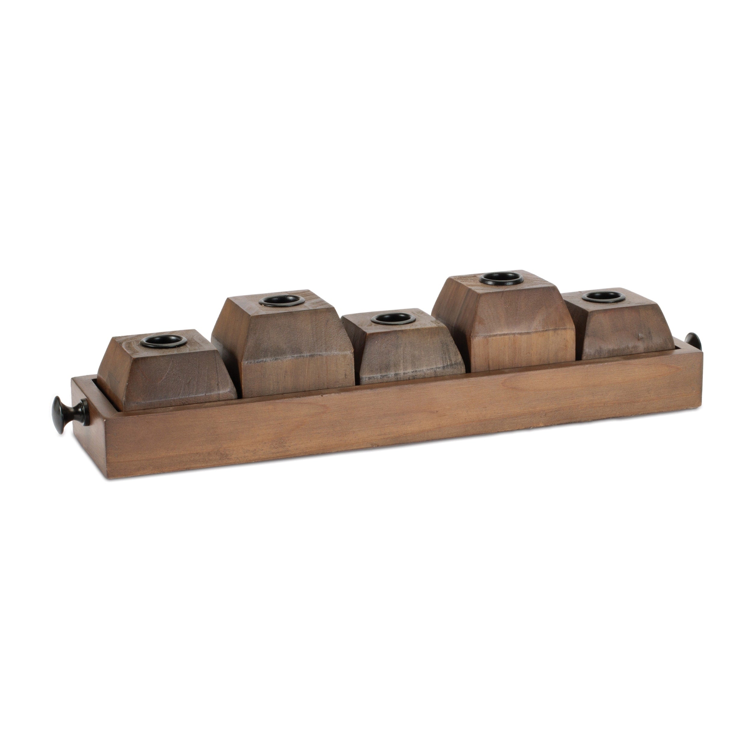 Wooden Drawer Taper Candle Holders 18 L