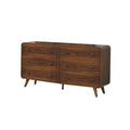 Wooden Dresser With 6 Drawers Dark Walnut Brown