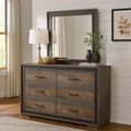 Wooden Dresser With Sled Base And Metal Bar Pulls Brown