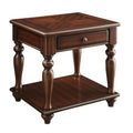 Wooden End Table With Turned Legs Support And Open Shelve Brown