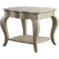 Wooden End Table With Lower Shelf In Antique Taupe Silver Finish