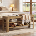 Wooden Entryway Bench 3 Tier Shoe Storage Bench With Open Shelves Brown 47.24 L 11.82 W 19.69 H