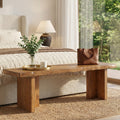 Wooden Entryway Bench 55 Inch Solid Wood Shoe Bench For Entrance