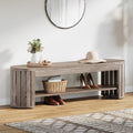 Wooden Entryway Bench 63 2 Tier Narrow Shoe Bench